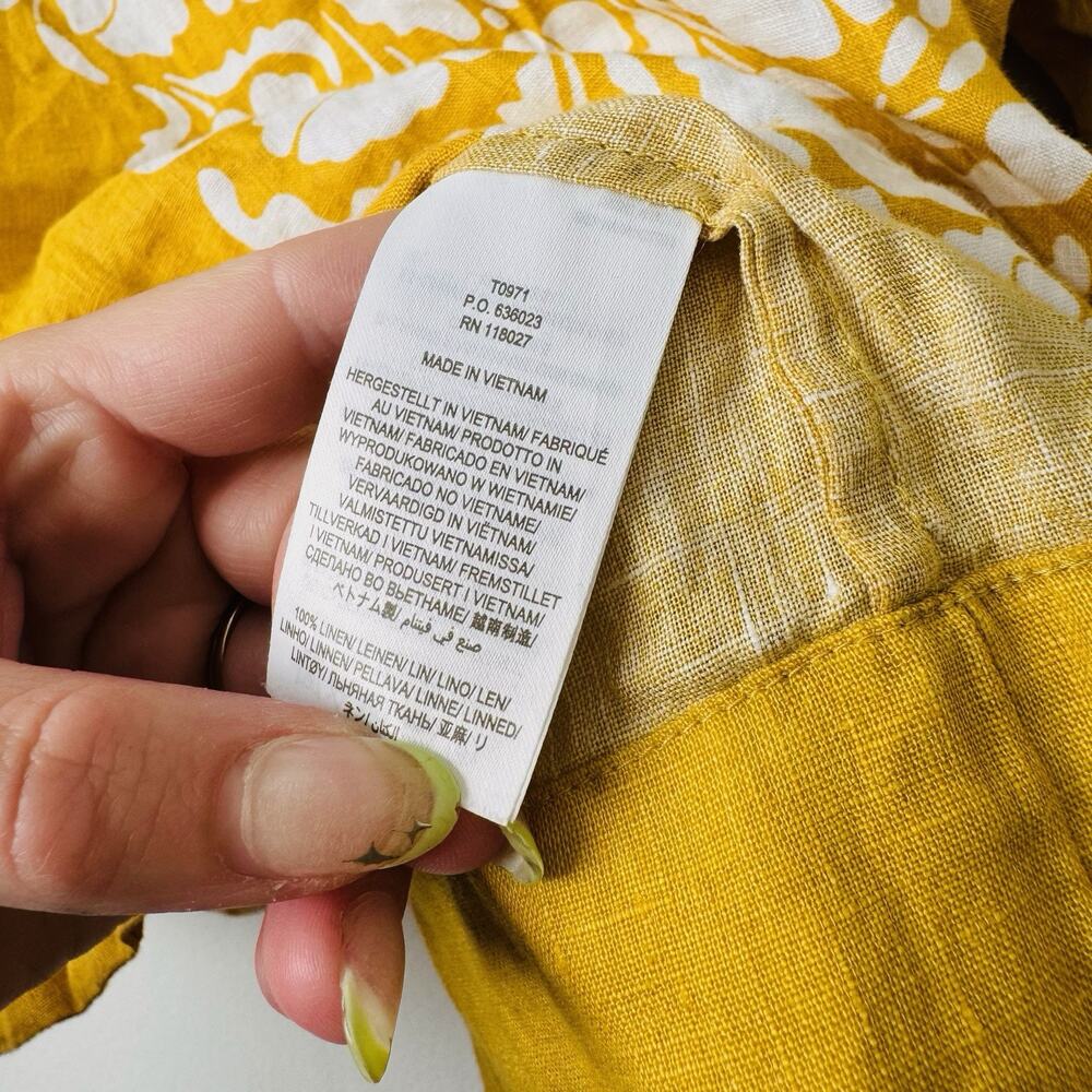 Boden Yellow And White Floral Short Sleeve Blouse Women’s Size 10 - Picture 3 of 7